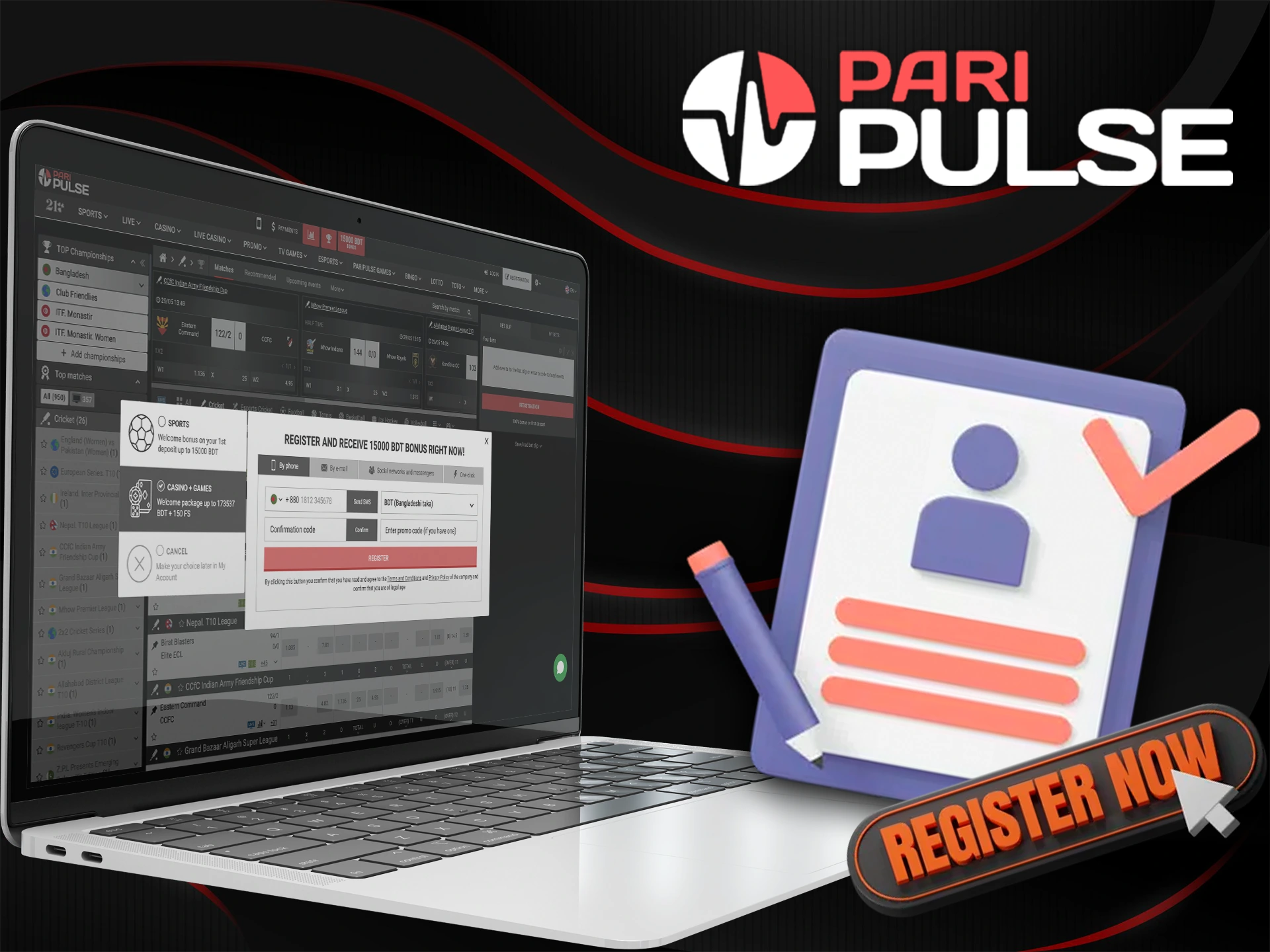 Register a personal account with PariPulse before placing bets.