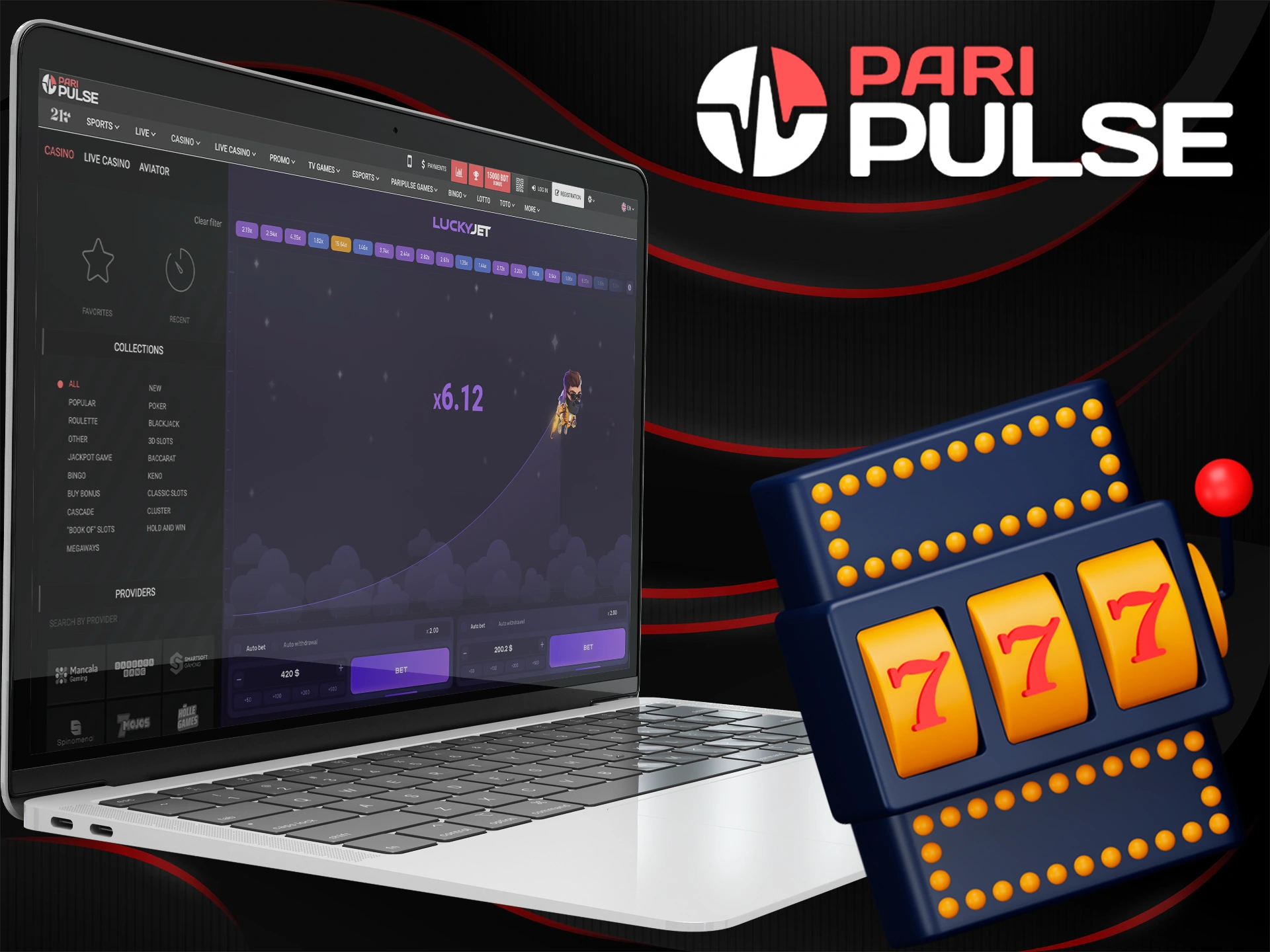 Choose a version of the Lucky Jet game at PariPulse Casino.