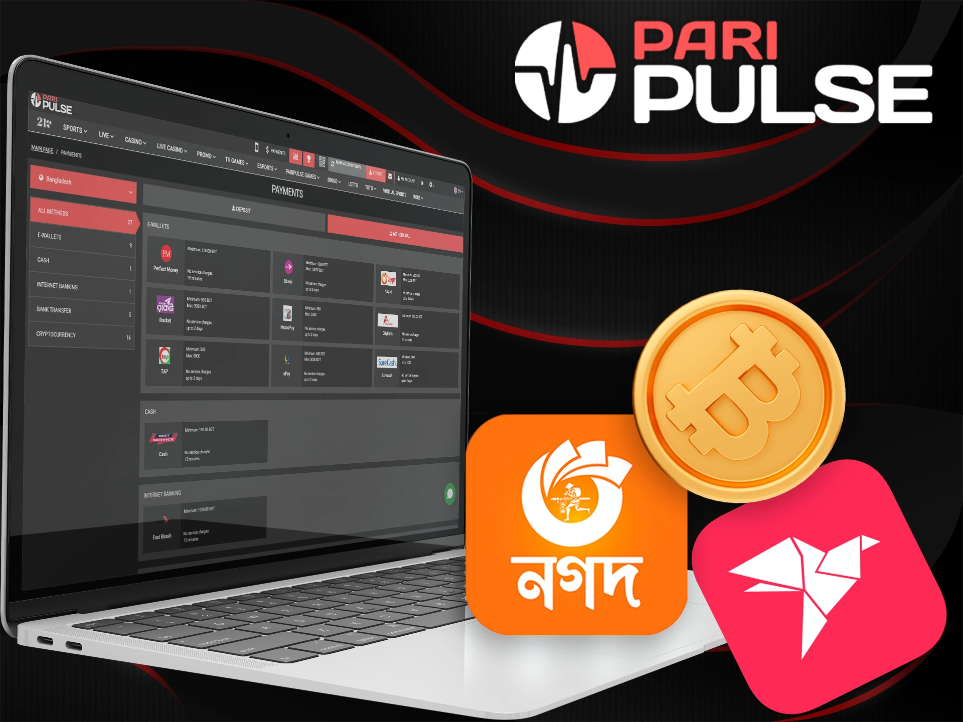 PariPulse provides a large selection of payment systems.