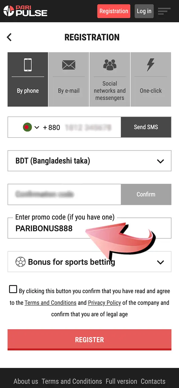 Apply the promo code and activate your bonus on PariPulse.