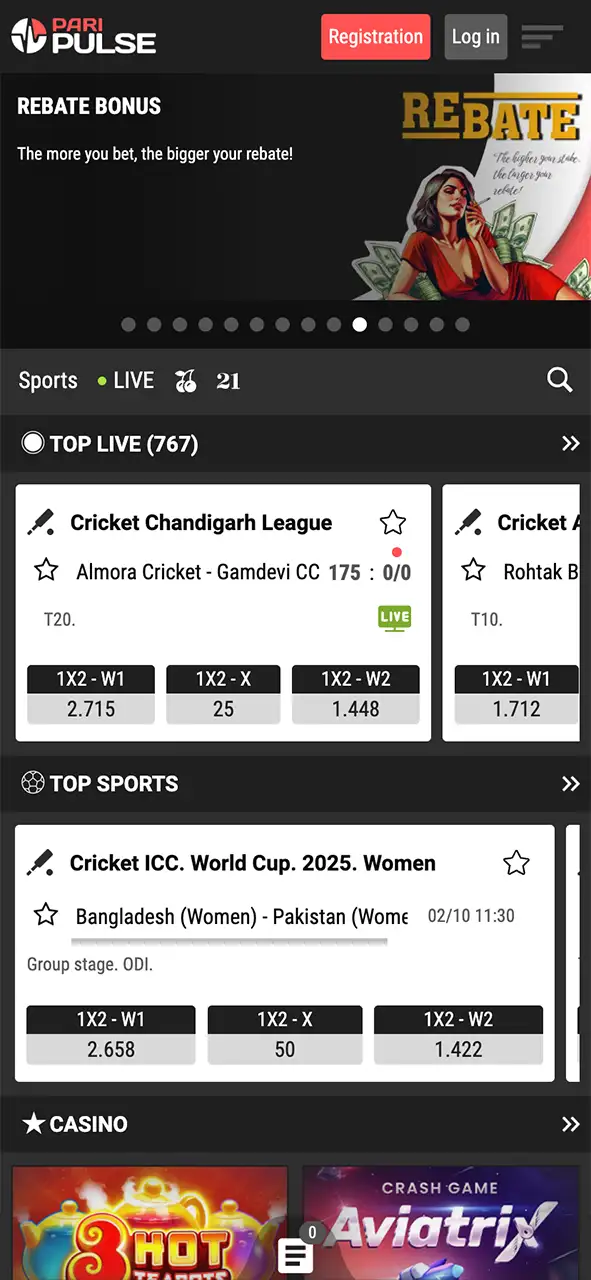 Open the website in your browser to download the PariPulse app for Android.