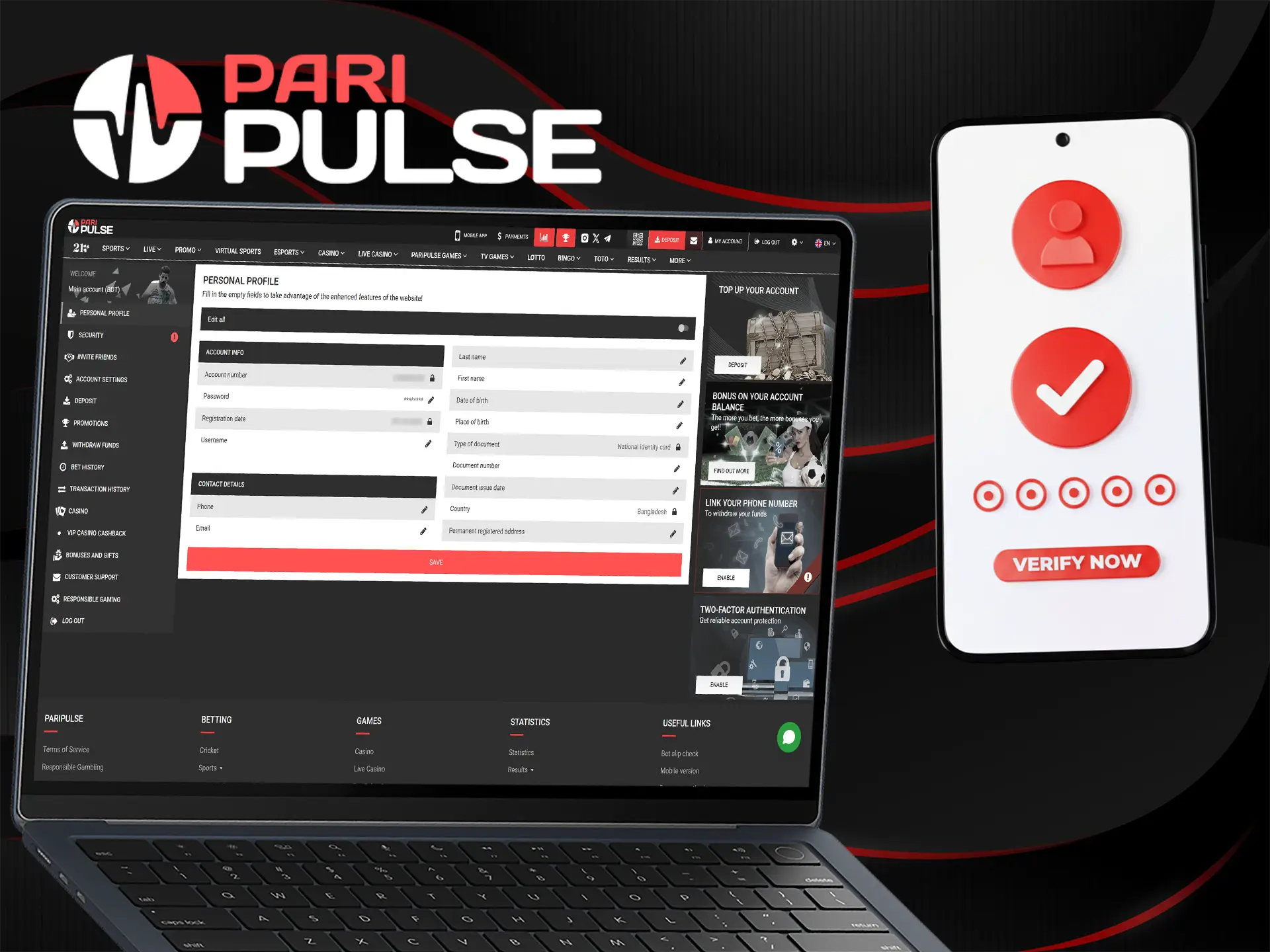 Verify your PariPulse account to ensure data and payment security.